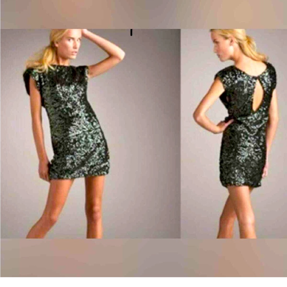 Green sequin Alice + Olivia Scoop Neck Mini Dress size S